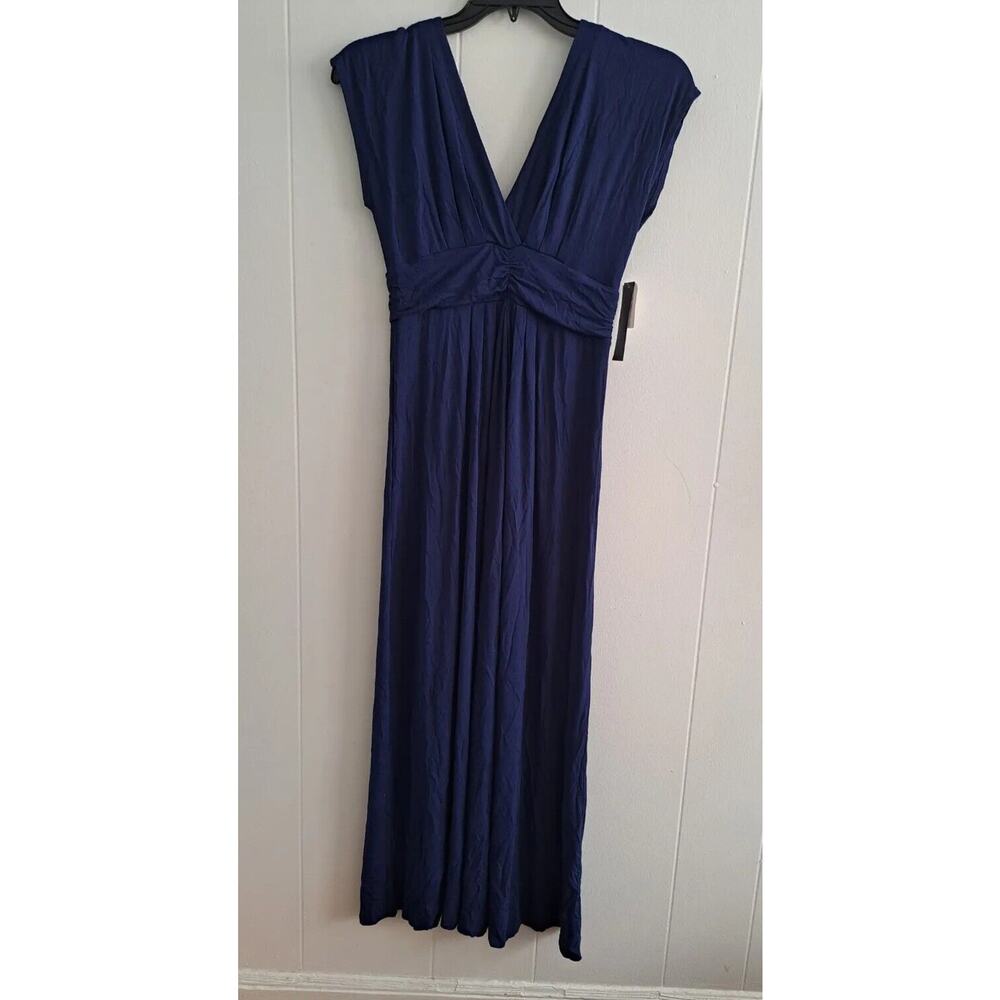 Xscape Women's Casual Cocktail Sleeveless V-Neck Maxi Blue Dress Size 8